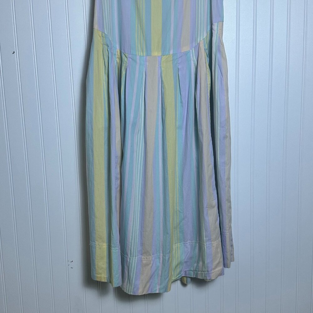 Free People Primavera Pastel Combo Stripe Midi Dress Cotton Size M Casual Travel - Picture 7 of 9